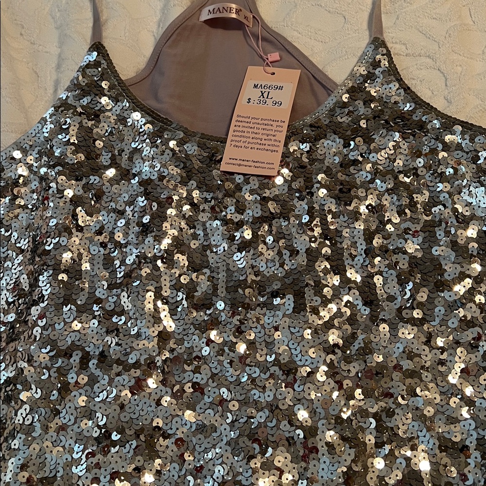 Glamorous Silver Sequin Camisole - Picture 4 of 6
